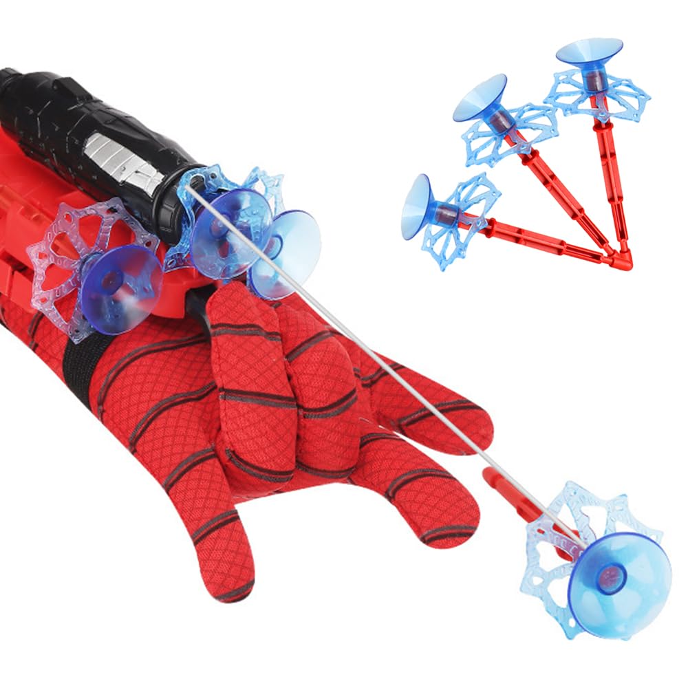 Xohny Spider Web Shooters with Gloves, Superheroes Wrist Launcher Toy, Funny Children Educational Toys, Party Cosplay Gift for Kids