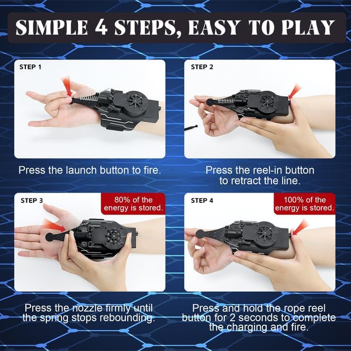 Spider Web Shooter, Real Web Slinger that Actually Shoots for Kids, Cool Toy Things for Superhero Fans