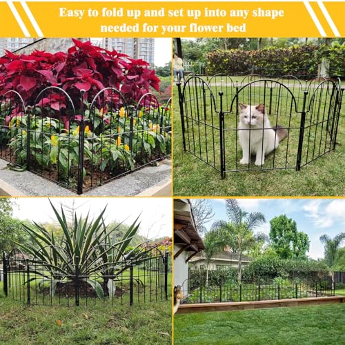 Blingluck Garden Fence, 22 in(H) x 10.83 ft(L) Arched Rustproof Metal No Dig Fence Garden Fence Border, Ground Stake Animal Barrier Fence for Rabbit Dog, Outdoor Decor for Yard & Patio