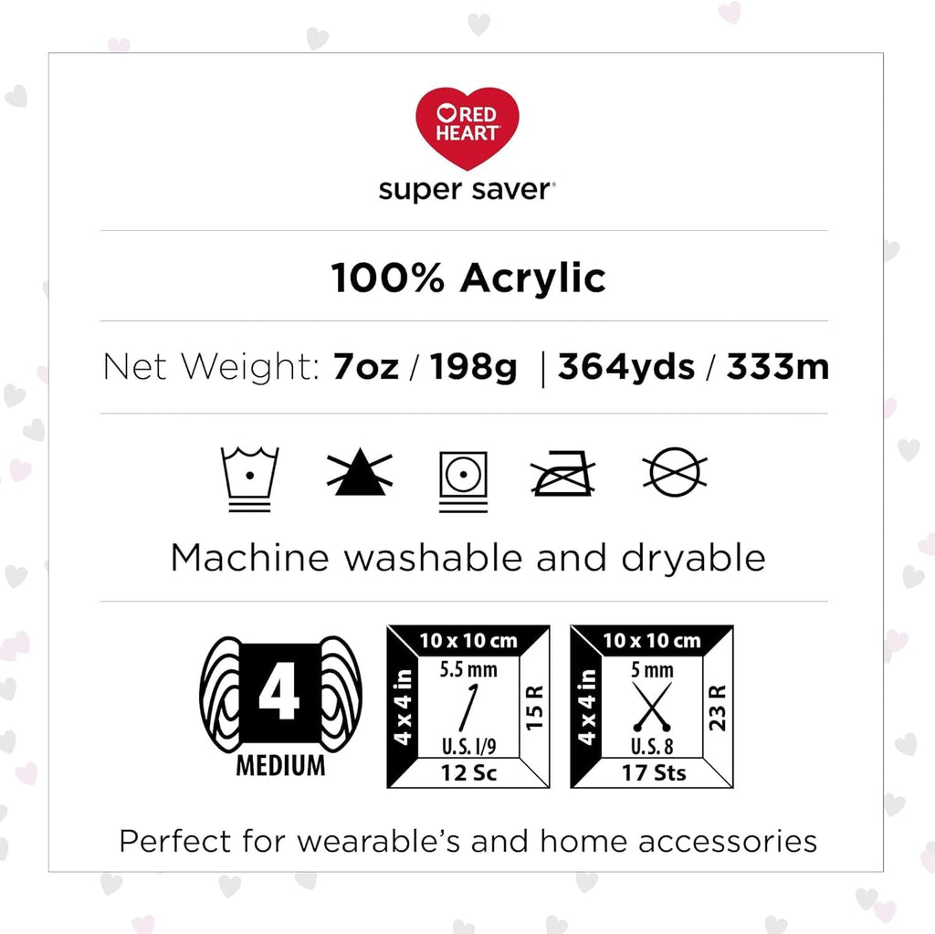 Red Heart Super Saver Black Yarn - 3 Pack of 198g/7oz - Acrylic - 4 Medium (Worsted) - 364 Yards - Knitting/Crochet