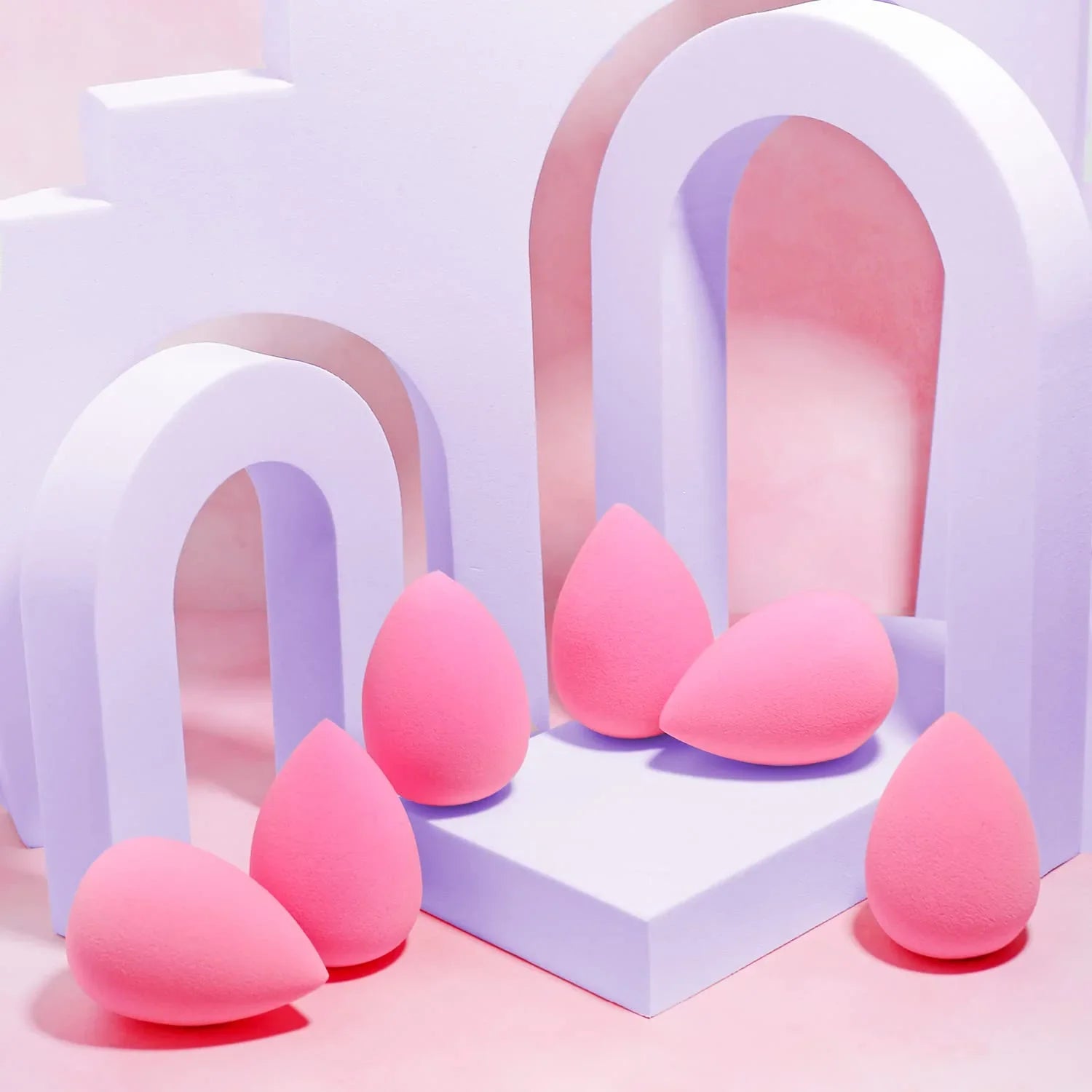 AOA Studio Latex-Free Makeup Sponge Set of 6, Super Soft for Powder, Cream & Liquid - Cart Shape
