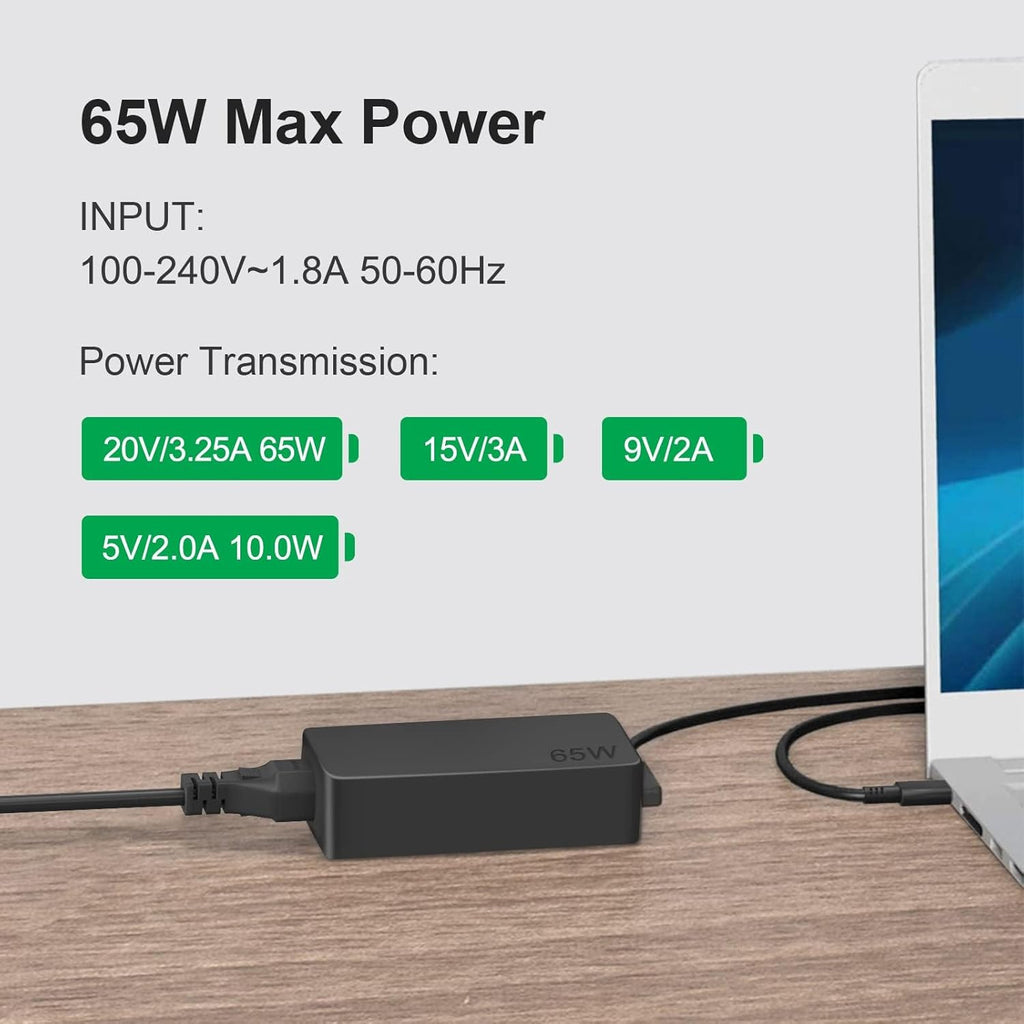 65W USB C Charger Compatible with Lenovo Thinkpad/Yoga/Chromebook Laptop Computer 65W 45W USB C Fast Power Adapter