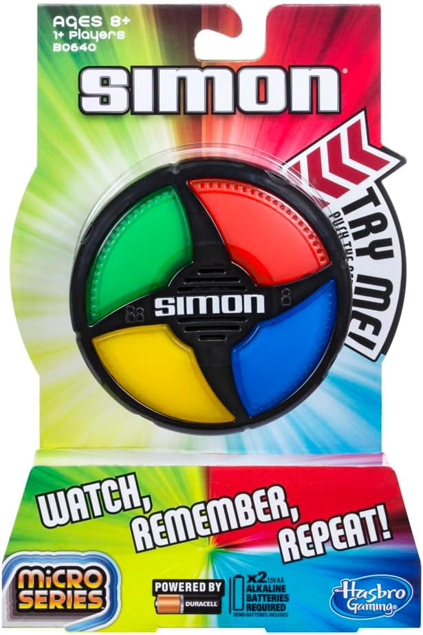 Hasbro Gaming Simon Micro Series Electronic Game for 1 or More Players, Classic Simon Gameplay in a Compact Size, Fun Party Game for Kids Ages 8+