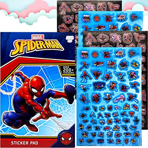 Marvel Spiderman Sticker Book Over 200+ - Perfect for Gifts, Party Favor, Goodies, Reward, Scrapbooking, Stocking Stuffer, Children Craft, Classroom, School for Kids Girls, Boys, Toddlers