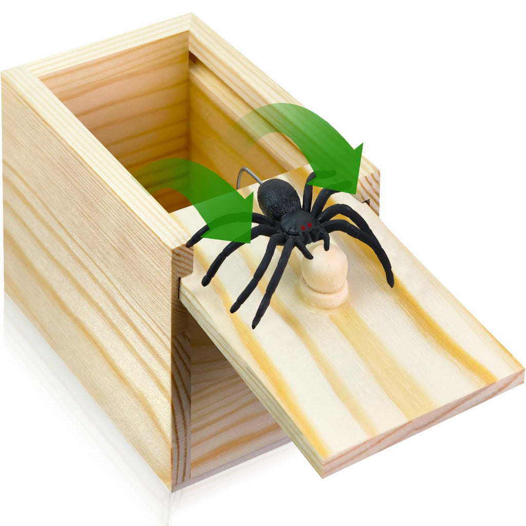 PARNIXS Surprise Spider Prank Box，Handcrafted Spider in a Box Stocking Stuffers,New Year's Surprise Toy and Gag Gift Practical Joke for Adults Men Women Birthday
