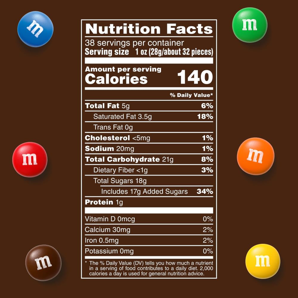 M&M'S Milk Chocolate Candy, Party Size, 2.4 lb Resealable Bag for Parties, Baking & Sharing