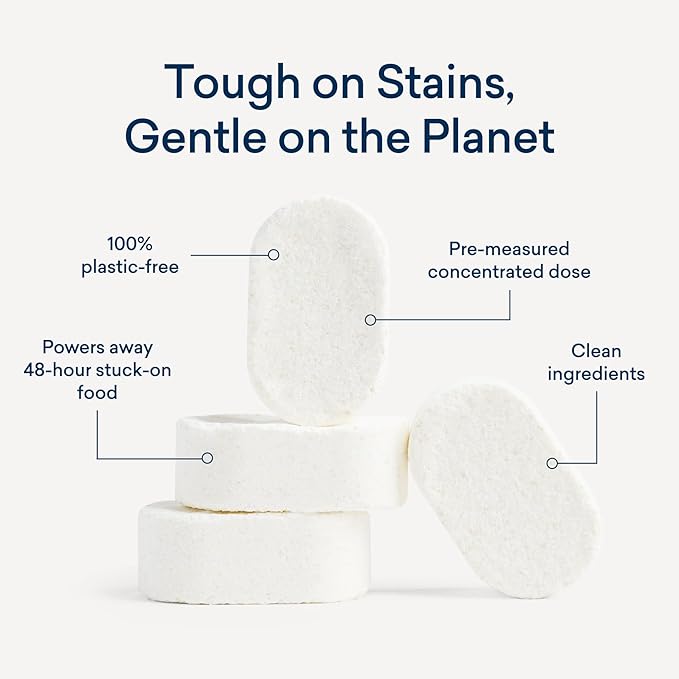 BLUELAND 100% Plastic-Free Dishwasher Detergent Tablets, 36 Count, Free & Clear, Eco-Friendly Dishwashing Pods, Natural, USDA Certified biobased