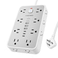 6 FT Surge Protector Power Strip with 6 USB, 16 Outlets, 2400J | 3 USB-A & 3 USB-C Ports, 1.7" Wide-Spaced Outlets, 1875W/15A, Flat Plug, 4-Sided Design for Home, Office, Dorm & Gaming