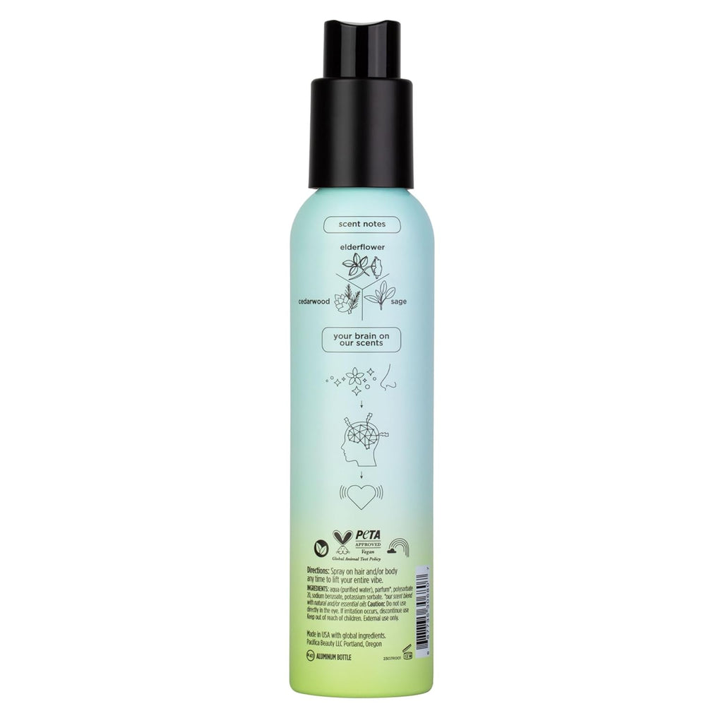 Pacifica Hair Mist Perfume & Full Body Spray for Women - Montana Sky Body Mist Fragrance w/Cedarwood, Elderflower, Black Pepper, Sage & Sandalwood Clean Beauty Alcohol-Free, Vegan & Cruelty-Free 5 oz - Cart Shape