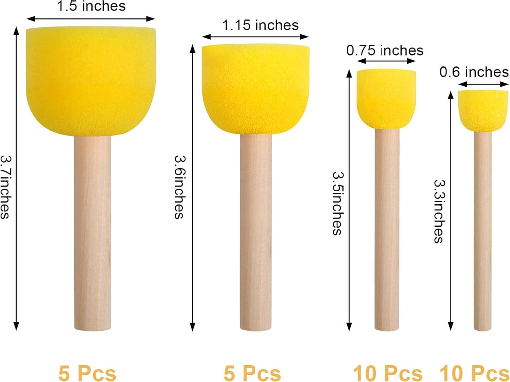 30 Pcs Round Sponges Brush Set, Round Sponge Brushes for Painting, Paint Sponges for Acrylic, Painting Tools for Kids Arts and Crafts (4 Sizes)