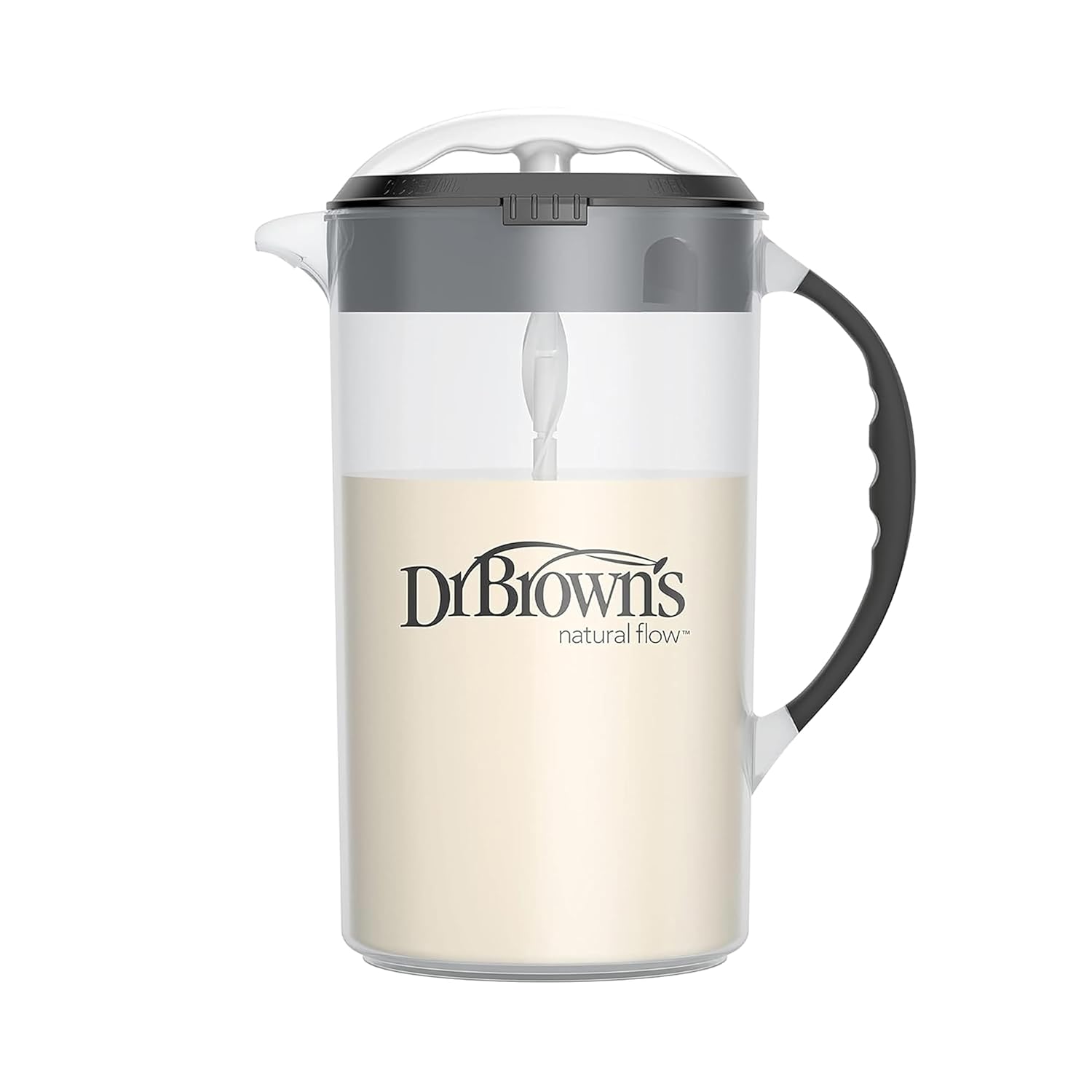 Dr. Brown's Baby Formula Mixing Pitcher with Adjustable Stopper, Locking Lid & No Drip Spout, Black, BPA Free, 36oz, 1 Pack