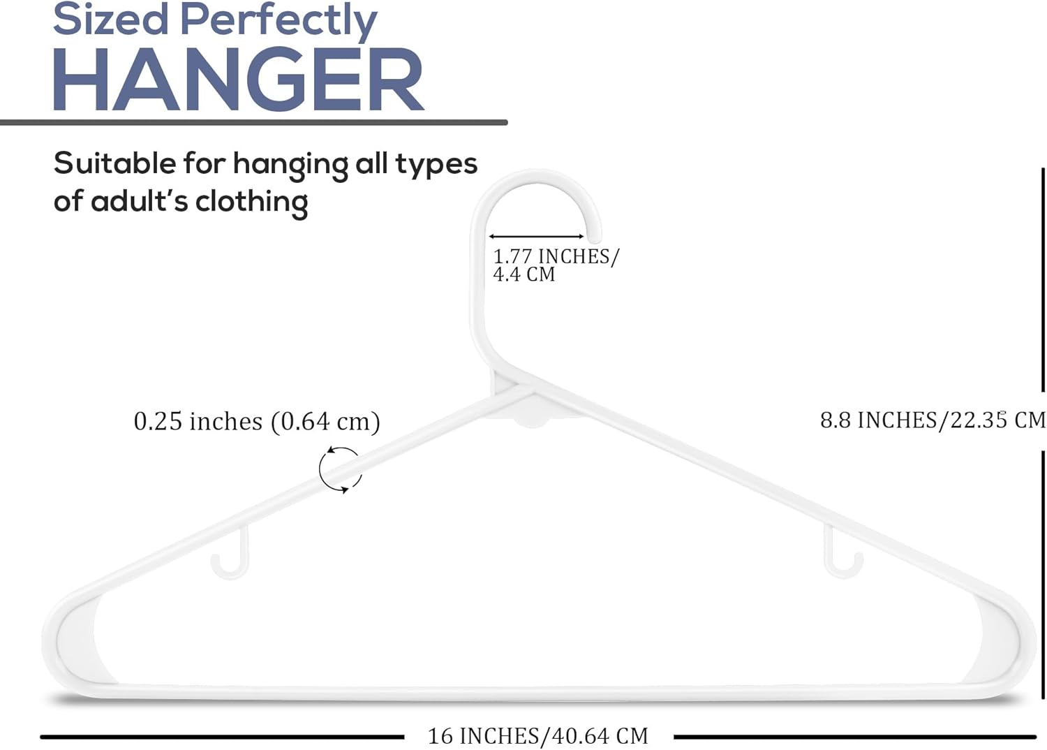 Utopia Home Plastic Hangers 20 Pack - Space Saving Clothes Hanger - Durable & Strong Closet Organizers and Storage with Built-in Strap Hooks - Essential for Shirts, Pants, Skirts & Coats (White)