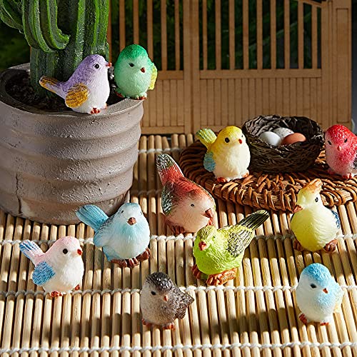 Jetec 30 Pieces Garden Accessories Bird Decorative Figurines Miniature Bird Figurines for Garden, Dollhouse Miniature, Cake Topper, Micro Landscape, Yard Bonsai Decal, Home Decoration