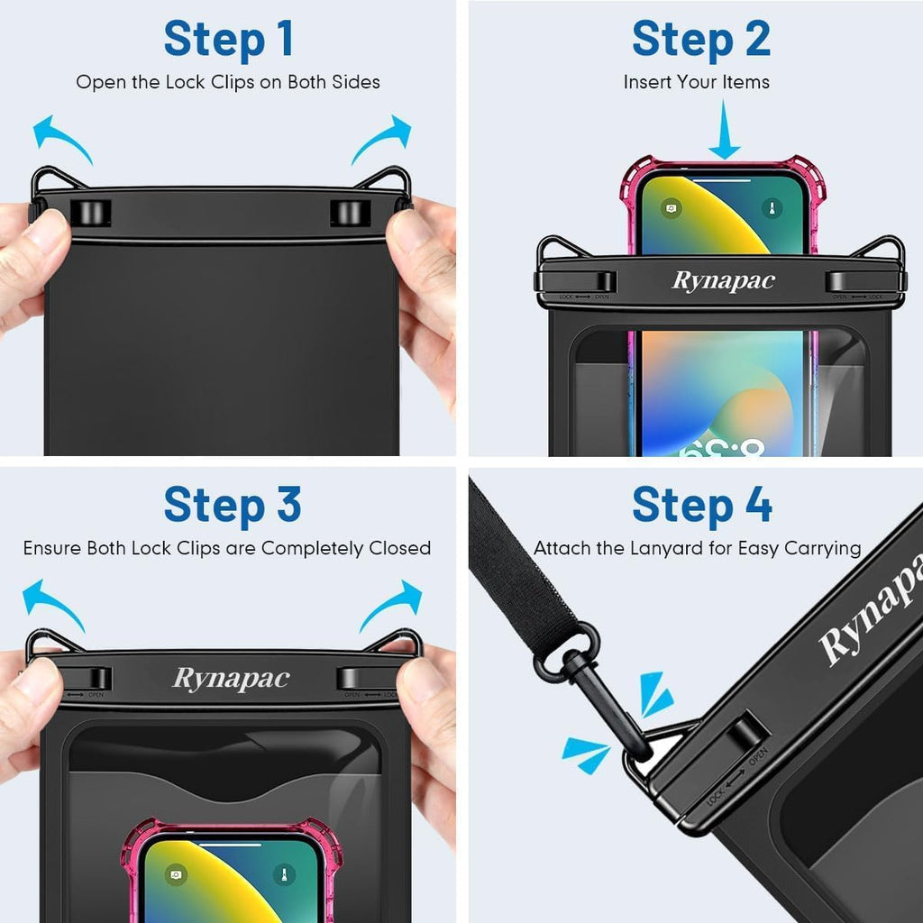 [Up to 10"] Large Waterproof Phone Pouch Bag - 2 Pack IPX8 Waterproof Phone Case for iPhone 17 16 15 Pro Max Galaxy S25 S24 Ultra, Touchscreen & Underwater Photography, Beach Cruise Travel Essentials