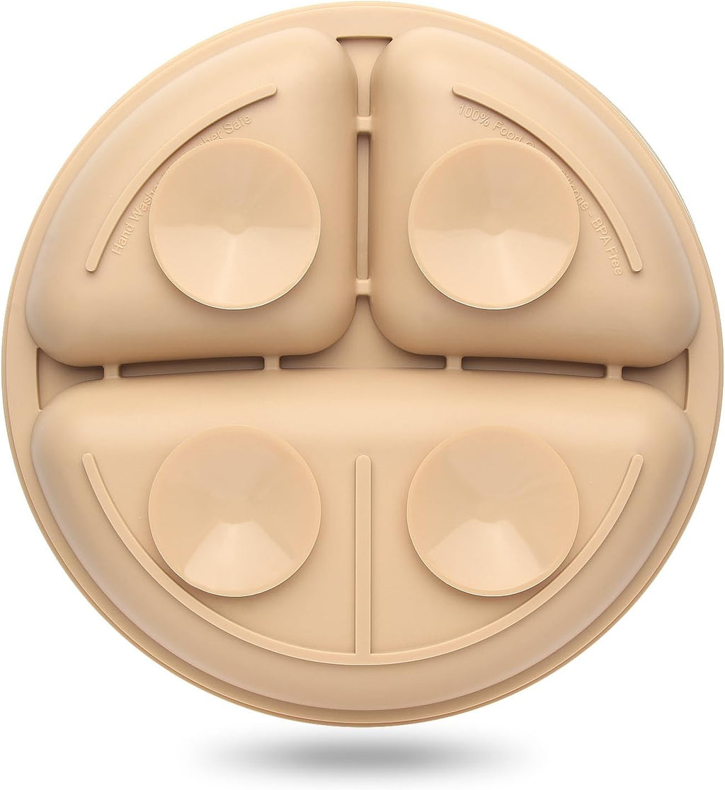 Toddler Plates 3 Pack, Divided Suction Plates for Baby, 100% Food Grade Silicone Baby Plates, Non-Slip, Baby Led Weaning Supplies, Microwave & Dishwasher Safe