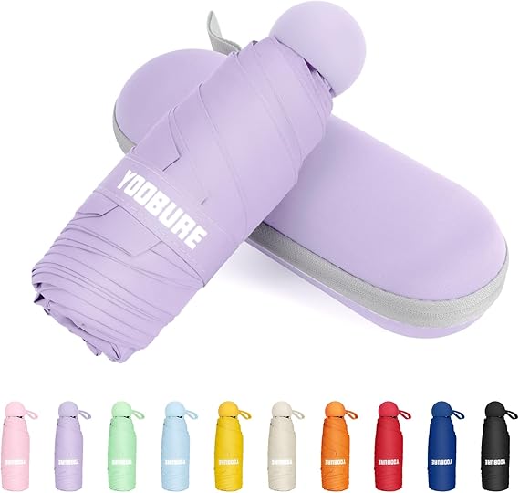 Yoobure Travel Umbrella Portable Compact Umbrellas, Pocket Mini for Purse, Umbrellas for UV Sun & Rain Small for Backpack, Umbrella with Case Folding for Kids Women