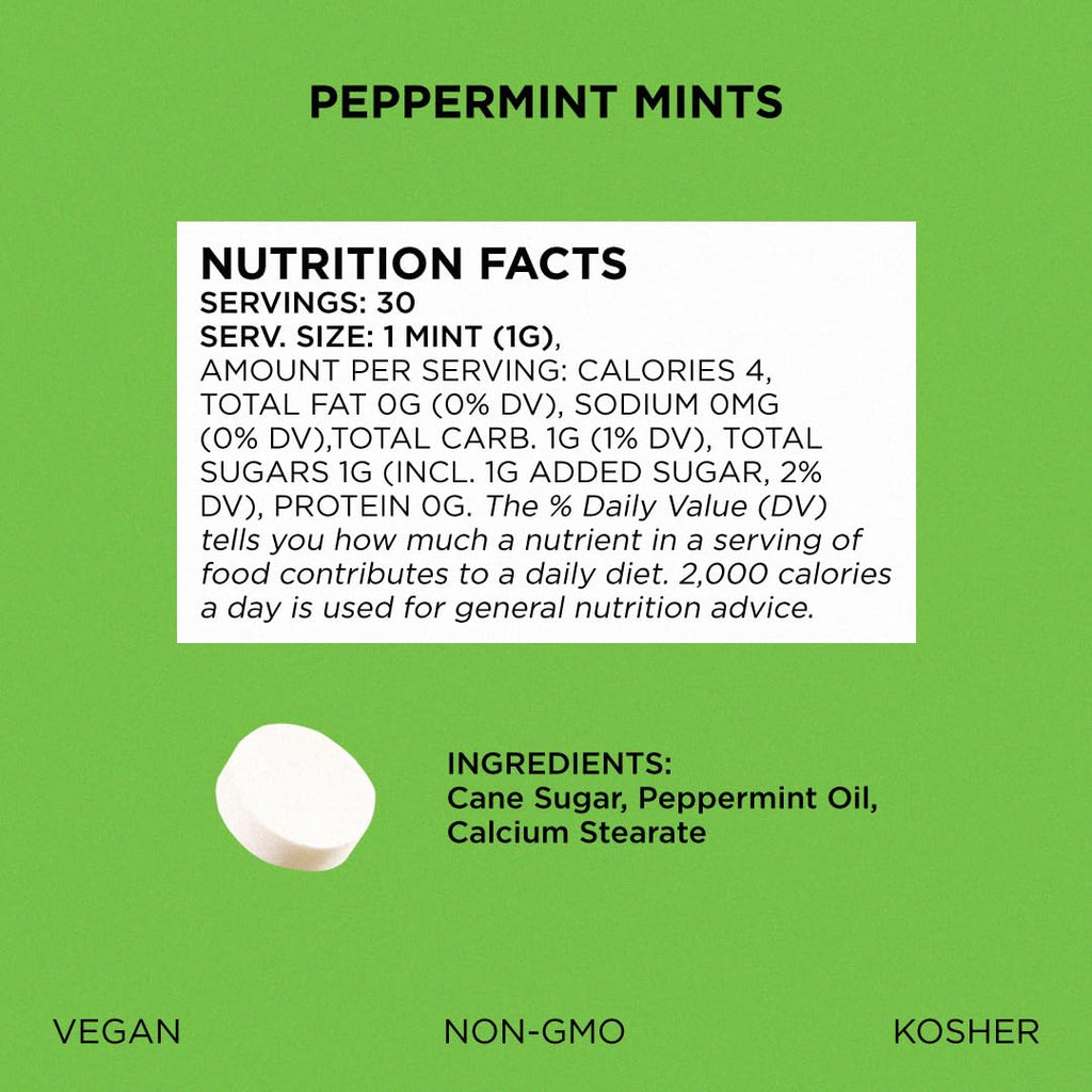 SIMPLY MINTS Natural Peppermint Breath Mints, 6 Pack (180 Pieces), Made With Real Peppermint Oil | Aspartame-Free, Sorbitol-Free, Xylitol-Free, Vegan, Kosher, Non-GMO
