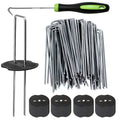 50Pcs Garden Stakes Staples + 50Pcs Gasket, Bakulyor 6 Inch Lawn Landscape Staples 11 Gauge U Shaped Galvanized Landscape Pins, Heavy Duty Yard Ground Pin for Weed Barrier Sod Fabric Decorations - 6"