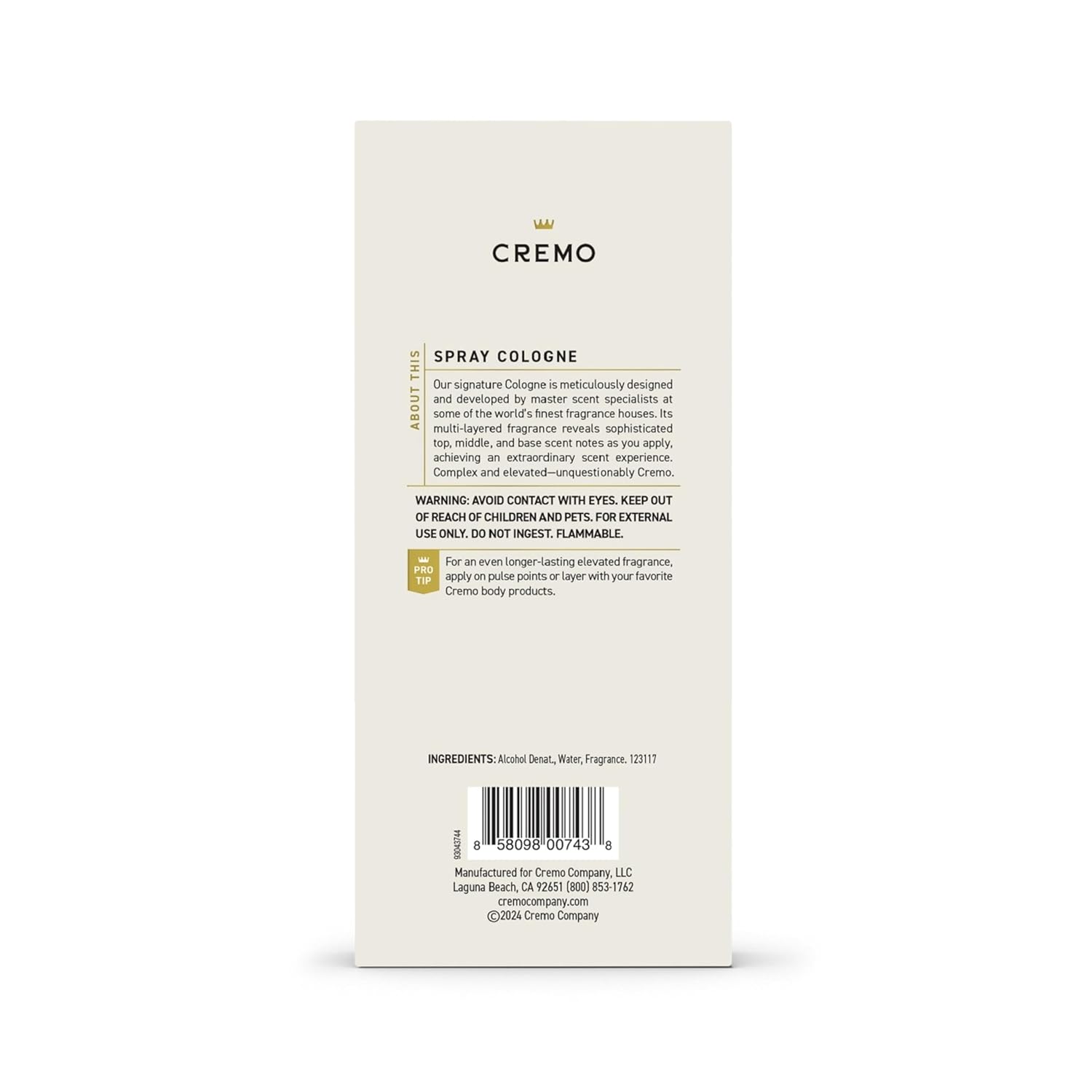 Cremo Cologne for Men - Spice & Black Vanilla Mens Cologne Spray - An Explosion of Vibrant Spices, Dark Woods and Black Vanilla, Fragrances For Men, 3.4 Fl Oz - Cart Shape
