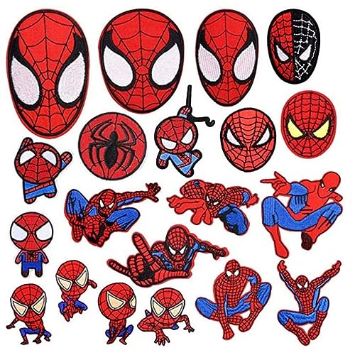 20pcs Cute Cartoon Spider Embroidered Iron On Patches, Anime Animals Sew On/Iron On Applique Embroidered Patches for T-Shirt, Jackets, Jeans, Vests,Hats, Backpacks,Bags