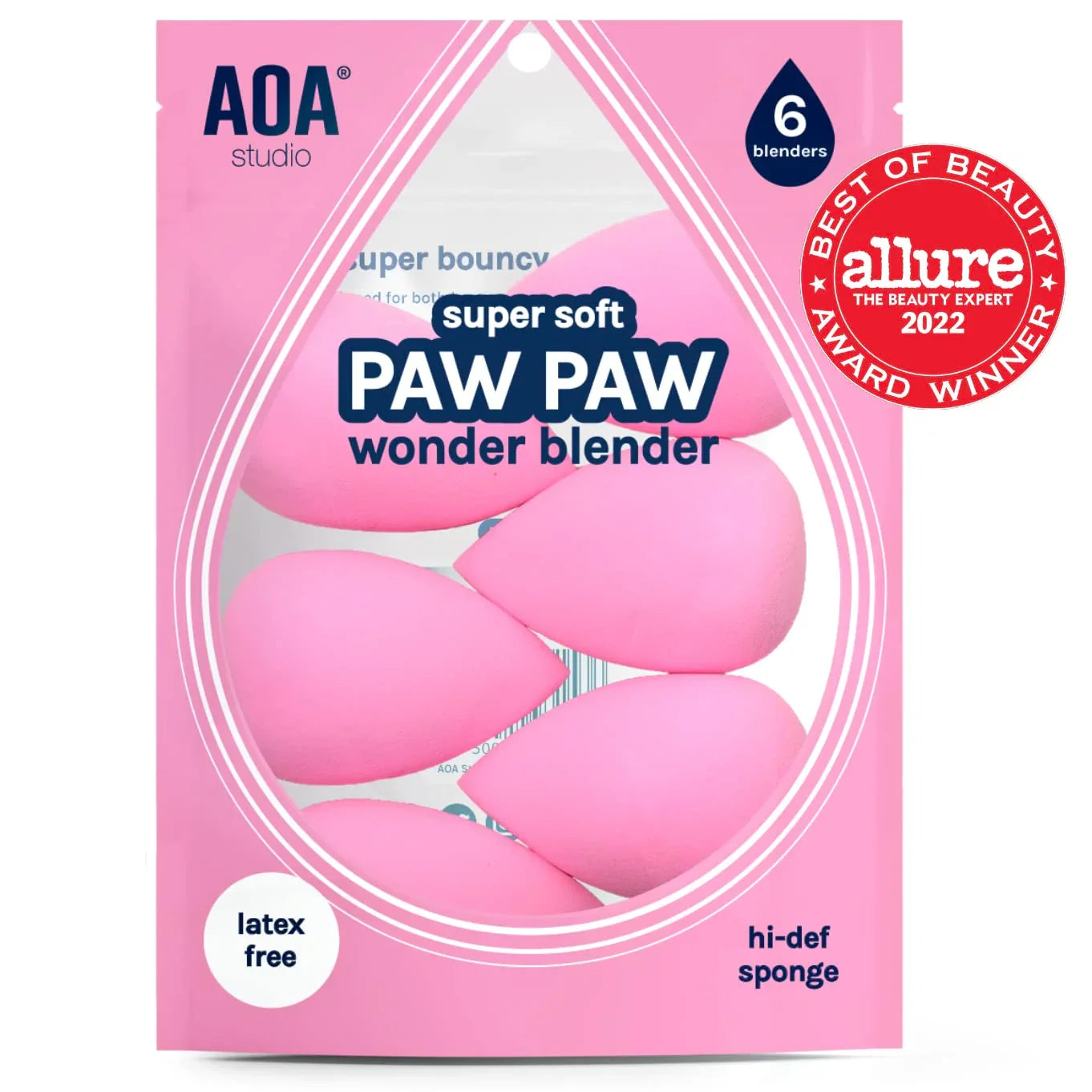 AOA Studio Latex-Free Makeup Sponge Set of 6, Super Soft for Powder, Cream & Liquid - Cart Shape
