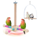 9" Hanging Bird Perch Toy for Cage, 360° Silent Free-Spin, Wooden Bird Cage Accessories, Relieve Boredom Anxiety, for Parrots, Parakeets, Cockatiels, Small to Medium Birds, with Poplar Swing