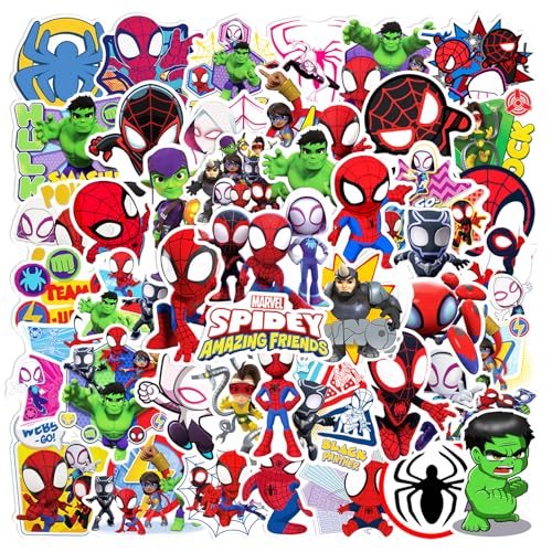 50pcs Cartoon Spider-Man Stickers for Kids,Lovely Hero and His Amazing Friends Vinyl Waterproof Decal for Water Bottle Laptop Toy Sticker for DIY Decorate Bumper Hat Party Supplies Kids Teens Gifts