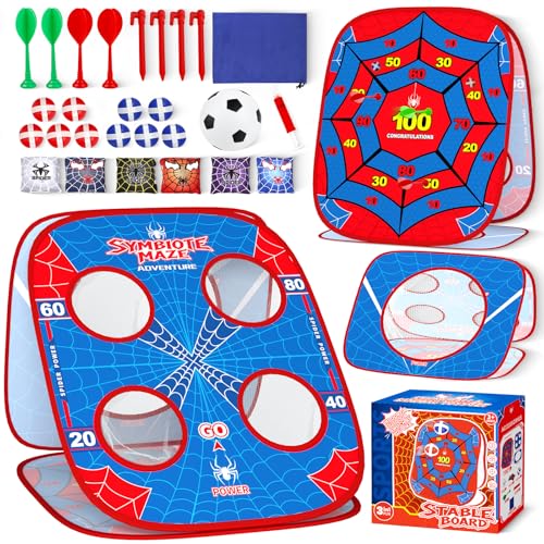 Spider Bean Bag Toss Game, Cornhole Board Outdoor Toys for Kids Age 4-12 | Outdoor Toys for Toddlers, Family Party Activity, Yard Backyard Beach Lawn Camping Game, Christmas Birthday Gift for Boys