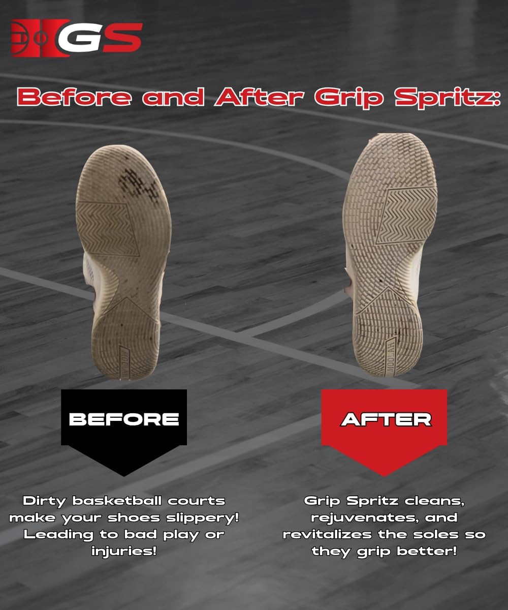 Grip Spritz - Basketball Shoe Grip Spray - Improve Sole Traction & Court Grip - Rejuvenate & Elongate Sneaker Life - Anti Slip Grip & Performance Enhancer - Basketball Accessory