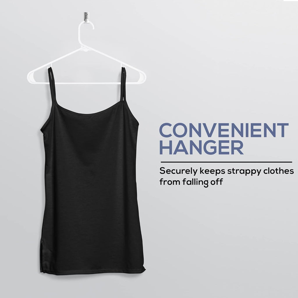 Utopia Home Plastic Hangers 20 Pack - Space Saving Clothes Hanger - Durable & Strong Closet Organizers and Storage with Built-in Strap Hooks - Essential for Shirts, Pants, Skirts & Coats (White)