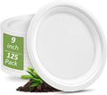 100% Compostable 5X Stronger Round 9-Inch  125 Count & 10-Inch 150Count  Paper Plates| Disposable Biodegradable Bagasse Microwave-Safe, Soak-Proof, Cut & Leak Resistant Plates For Everyday Meals BBQs & Parties