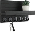 Wall Key Holder with Shelf, Hooks for Bags & Coats, Paulownia Wood, 9.8 x 6.7 x 4.2 - Cart Shape