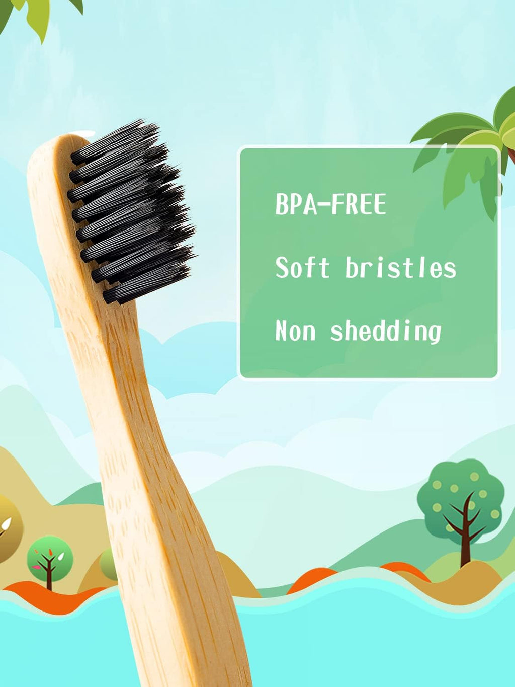 Kids Toothbrush Bamboo Toothbrushes 6 Pack - Organic Compostable Tooth Brush Wooden Baby Toddler Toothbrush, Eco-Friendly Natural Biodegradable Soft Bristle Toothbrush for Children