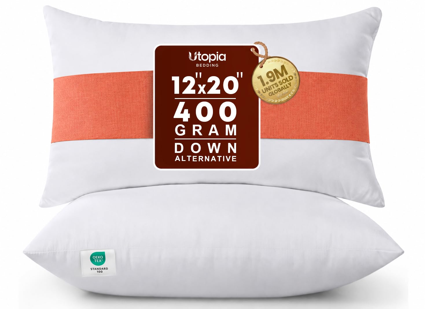 Utopia Bedding 12x20 Pillow Inserts, White Throw Pillows for Couch, 2 Pack | 100% Virgin Filling, Indoor cushion inserts for bed, sofa & couch, Supportive & fluffy decorative pillows, Set of 2, White