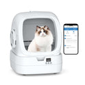 Mintakawa Automatic Cat Litter Box Self Cleaning - APP Control and Weight Monitoring - Ultra-Quiet, Suitable for Medium Cats and Kittens, Safe Anti-Pinch Litter Box (Assembly Required) - White