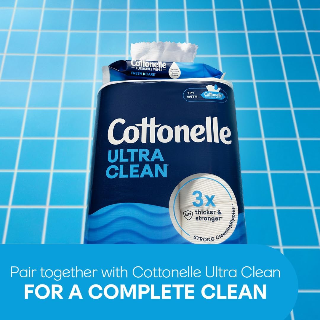 Cottonelle Ultra Comfort Toilet Paper with Cushiony CleaningRipples Texture, Strong Bath Tissue, 24 Family Mega Rolls = 108 Regular Rolls (4 Packs of 6)