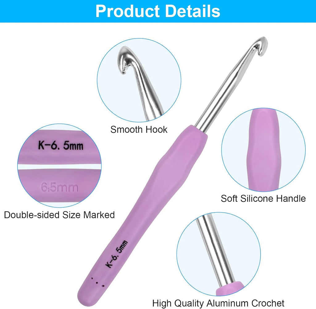 Crochet Hooks 12 Sizes Crochet Hook Set, 51 Pack Yarn Crochet Kit for Beginners, Knitting Needles with Ergonomic Handles for Arthritic Hands, Crochet Needle Kit with Blue Case for Crocheters