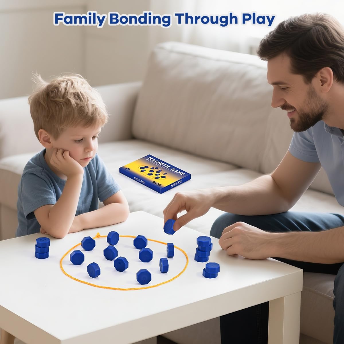 Magnetic Chess Game with Full-Size Stones, Magnet Game with String, for Family & Party & Travel & Camping, Puzzle Strategy Games, 2 Player Games for Kids & Adults