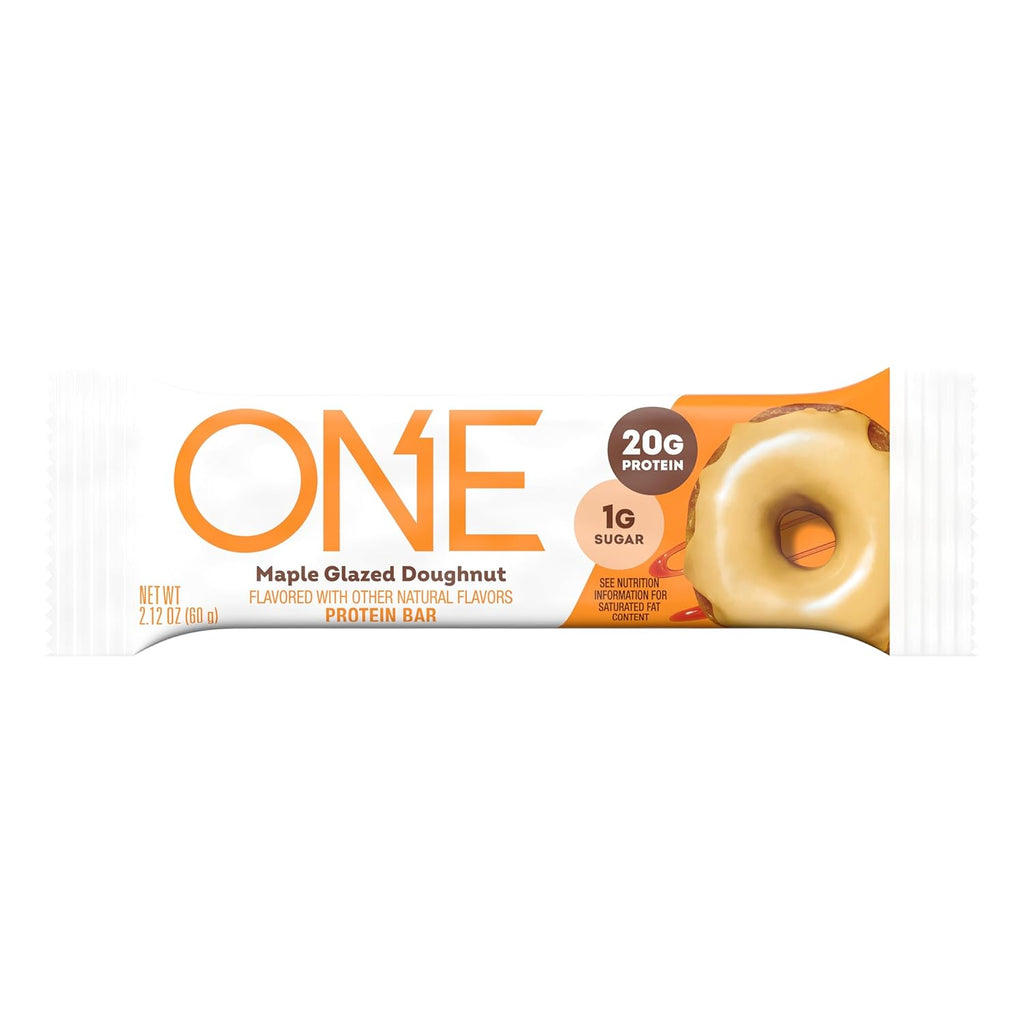 ONE Protein Bars, Maple Glazed Doughnut, Gluten Free with 20g Protein and 1g Sugar, Pantry Staples, 2.12 oz (12 Count)