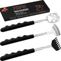 3 Pack Different Back Scratcher Metal Portable Telescoping with Rubber Handles, Extendable Back Massager Tool with Beautiful Box, Stocking Stuffers for Men Women Kids Adults (Black)