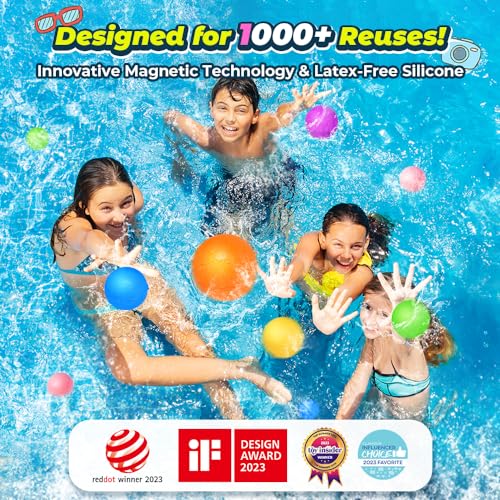 12Pcs Reusable Water Balloons, Pool Beach water Toys for Boys and Girls, Outdoor Summer Toys for Kids Ages 3-12