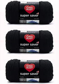 Red Heart Super Saver Black Yarn - 3 Pack of 198g/7oz - Acrylic - 4 Medium (Worsted) - 364 Yards - Knitting/Crochet
