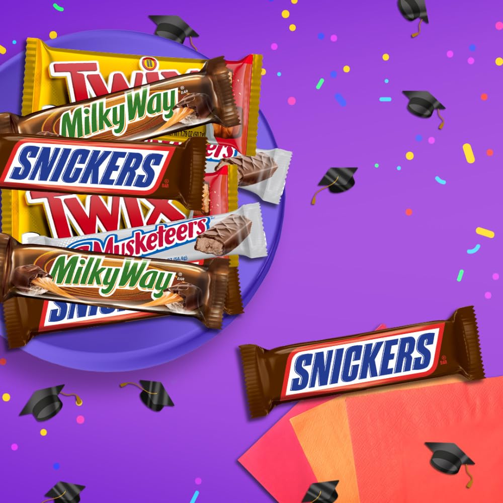 SNICKERS, TWIX, MILKY WAY & 3 MUSKETEERS Individually Wrapped Variety Pack Full Size Milk Chocolate Candy Bars Bulk Assortment, 33.31 oz, 18 Bars
