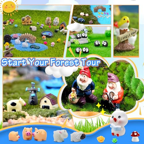 Tardigrade 200 Pieces Fairy Garden Accessories, Fairy Garden Kit, Fairy Tiny House, Miniature Gnome Figurines, Micro Landscape Ornaments DIY Mini Garden Outdoor Decor Resin Multi Color