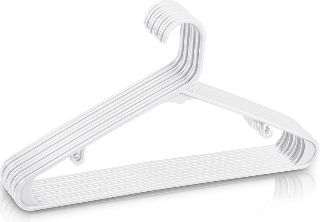 Utopia Home Plastic Hangers 20 Pack - Space Saving Clothes Hanger - Durable & Strong Closet Organizers and Storage with Built-in Strap Hooks - Essential for Shirts, Pants, Skirts & Coats (White)