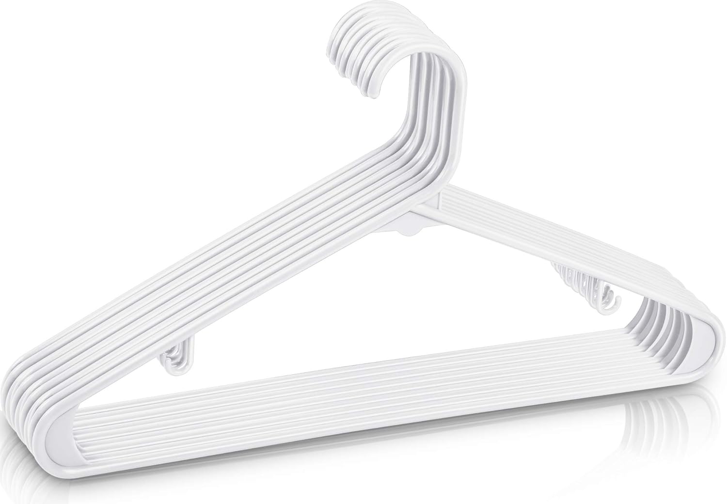 Utopia Home Plastic Hangers 20 Pack - Space Saving Clothes Hanger - Durable & Strong Closet Organizers and Storage with Built-in Strap Hooks - Essential for Shirts, Pants, Skirts & Coats (White)