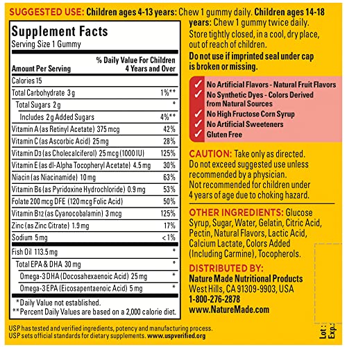 Nature Made Kids First Multivitamin with Omega-3, Kids Gummy Multivitamins with Vitamins and Minerals for Nutritional Support, 70 Gummies