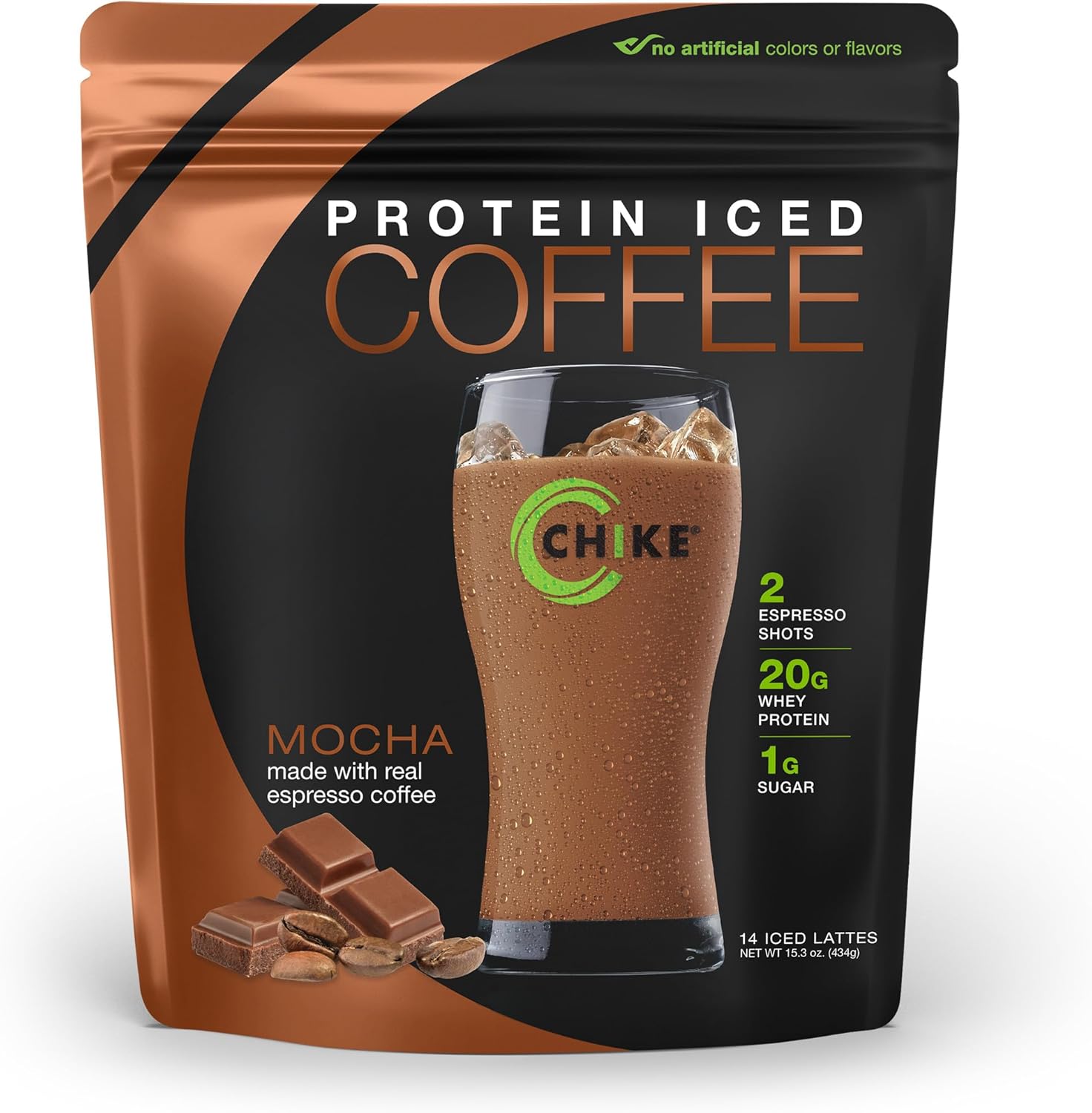 Chike Mocha High Protein Iced Coffee, 20 G Protein, 2 Shots Espresso, 1 G Sugar, Keto Friendly and Gluten Free, 14 Servings (15.3 Ounce)