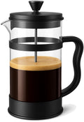 Utopia Kitchen Borosilicate Glass French Press Coffee Maker 34 Oz, Heat-Resistant Cafetiere & Tea Maker, Thickened Glass Coffee Press for Travel and Camping, Black