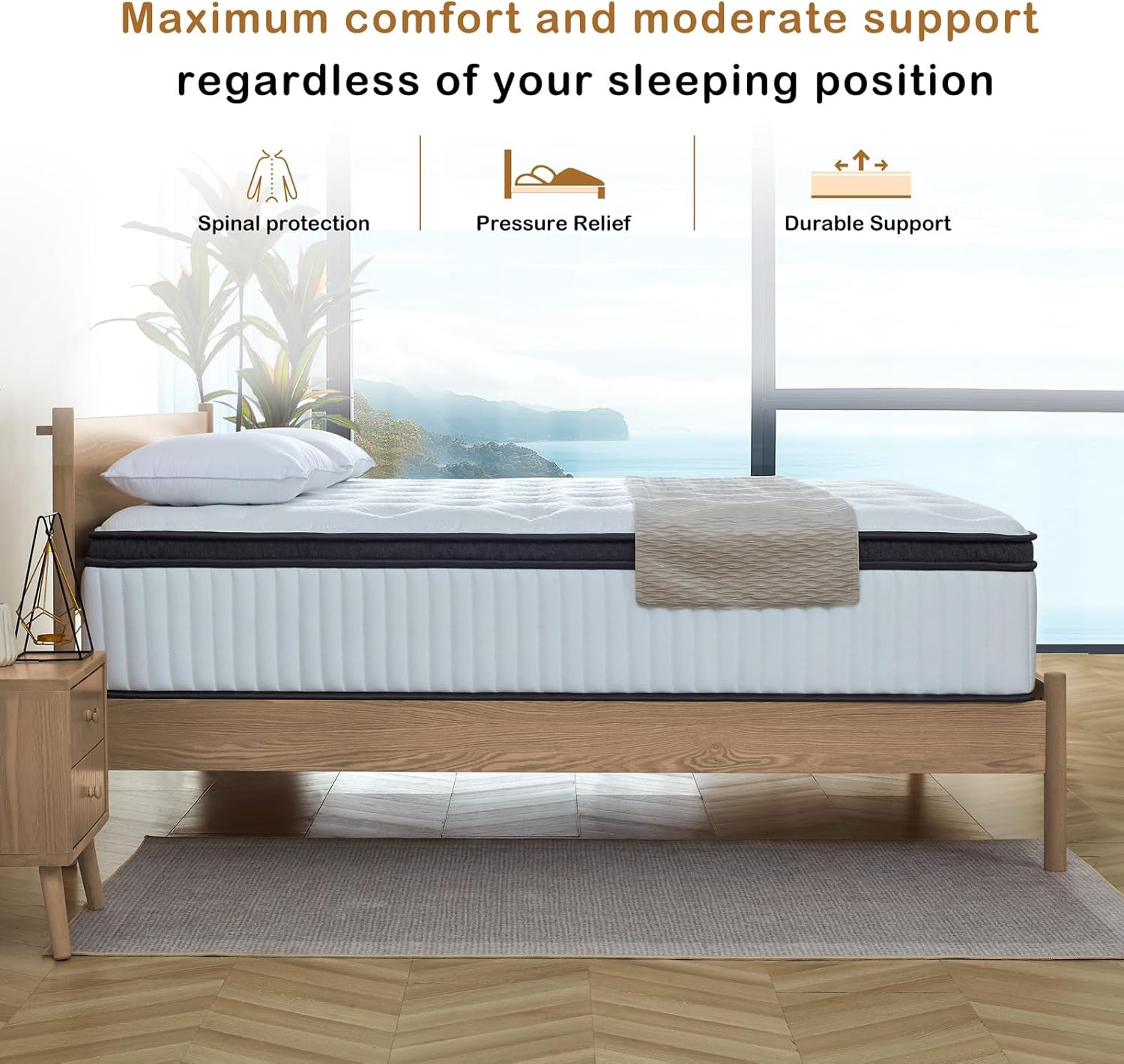Full Size Mattress, 12 Inch Memory Foam, Independent Spring, Soft and Comfortable Medium Firm Hybrid Mattress in A Box, Pressure Relief